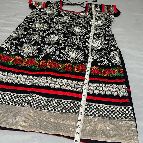 Indian Style Women’s *L* Floral Tunic Dress Elaborate Detailed Extravagant Light - Picture 13 of 14